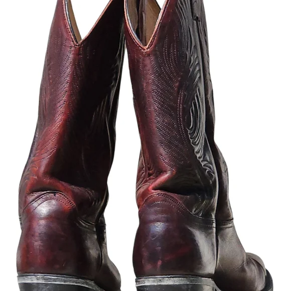 Abilene Brown Leather Western Boots with Decorative Stitching Men 10 - Picture 3 of 9